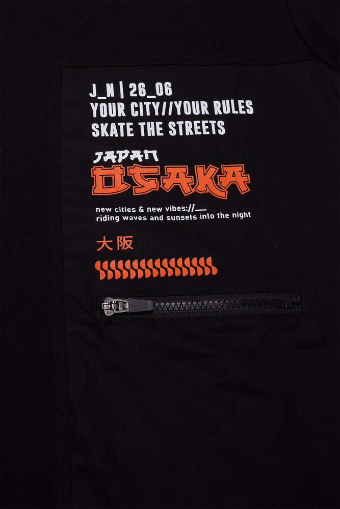 Pocket Zip T-Shirt Black