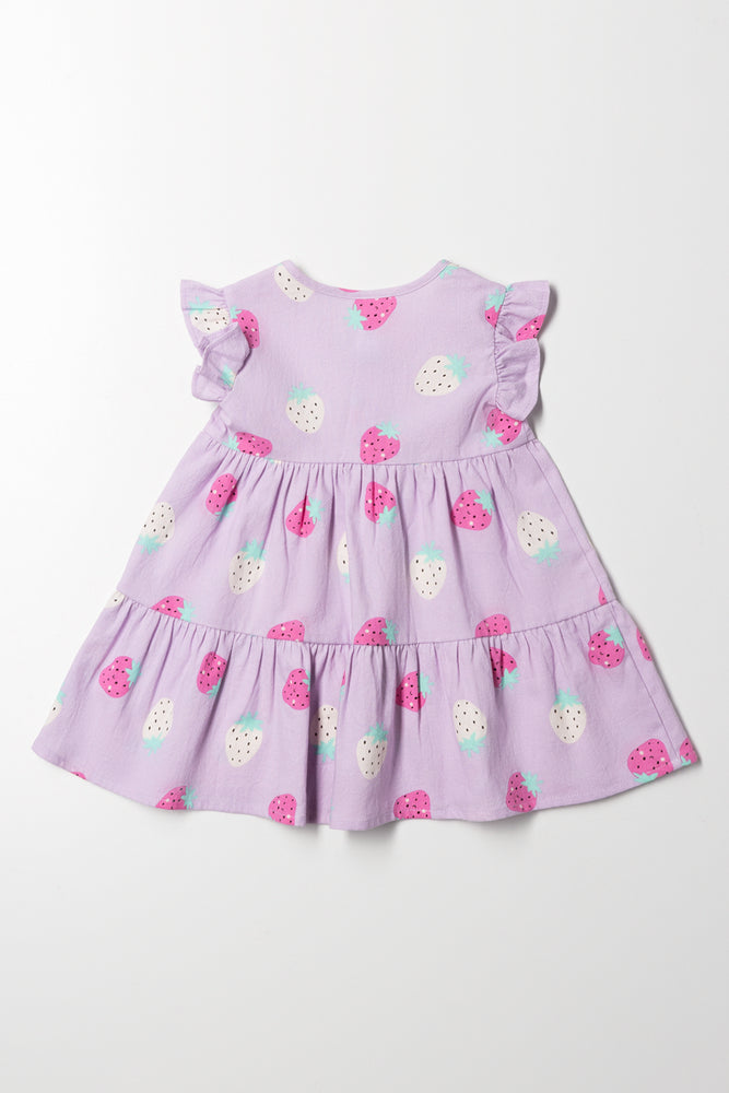 Button Through Tiered Dress Purple (2)