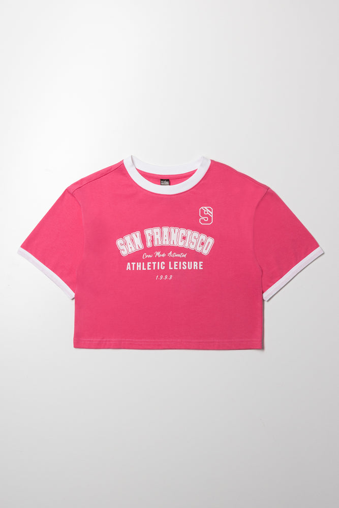 Short Sleeve Boxy T-Shirt Pink