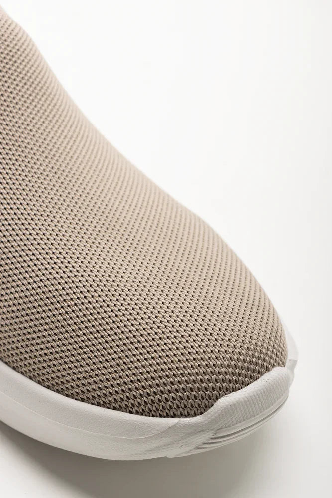 Knit Trainer With Metal Trim Natural (2)