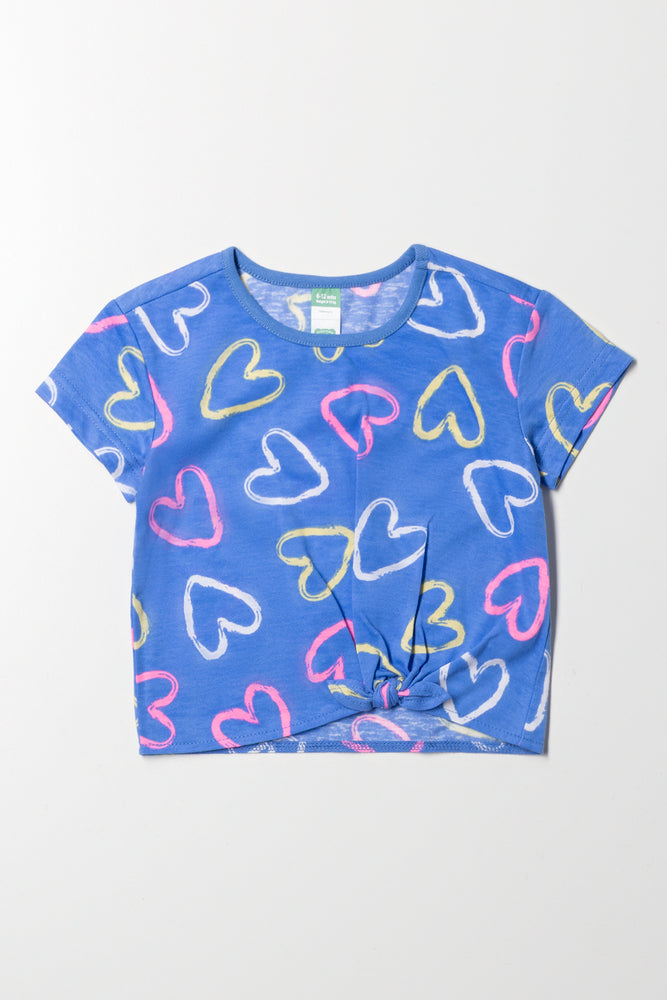 Hearts Front Tie T-Shirt Blue