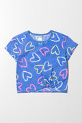 Hearts Front Tie T-Shirt Blue