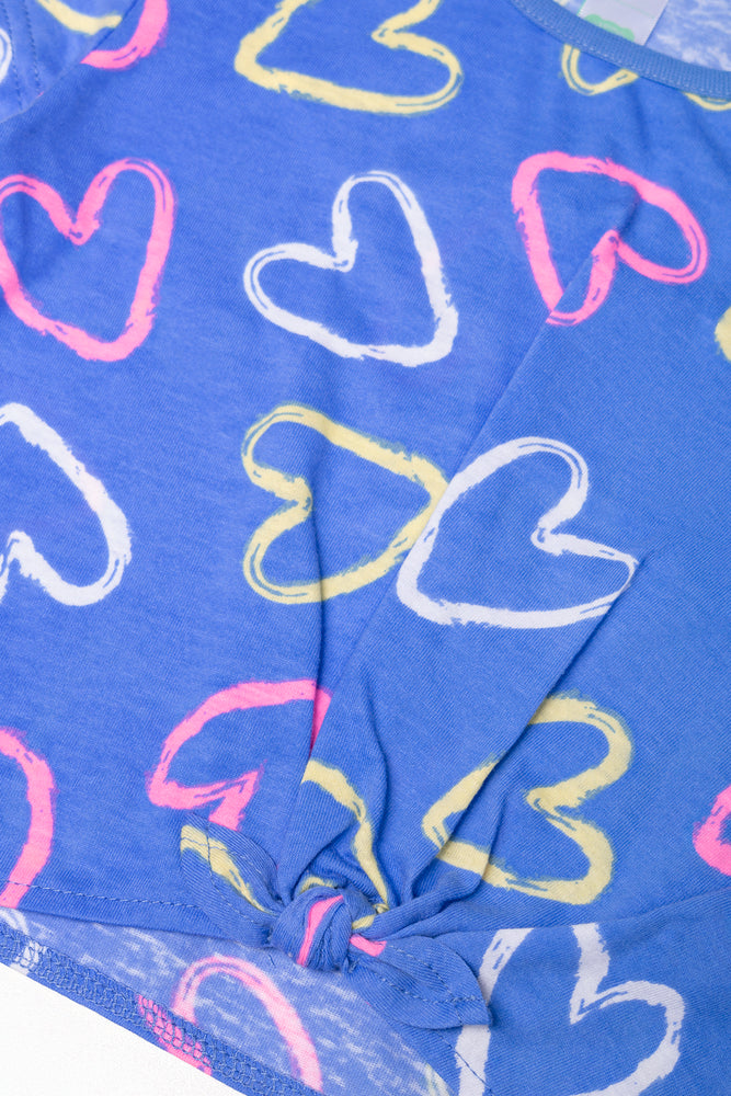Hearts Front Tie T-Shirt Blue