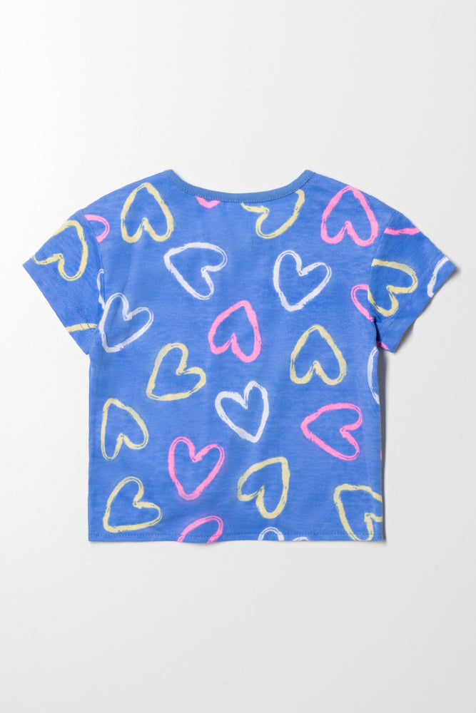 Hearts Front Tie T-Shirt Blue (2)