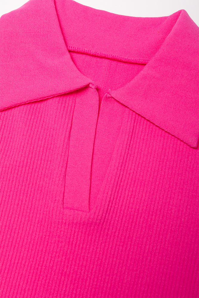 Collar Seamless Dress Pink