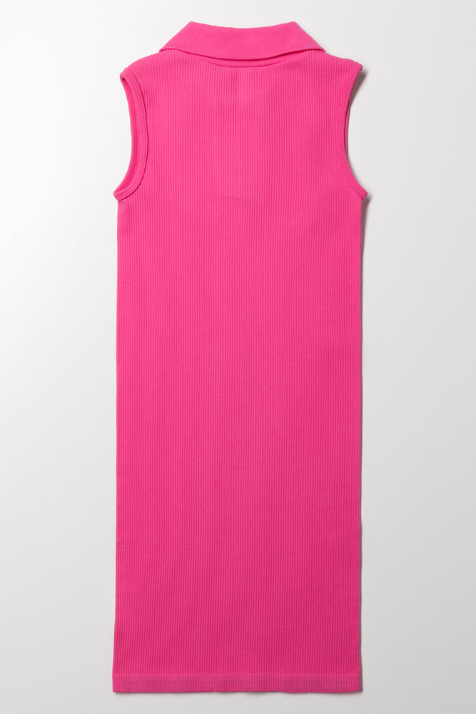 Collar Seamless Dress Pink (2)