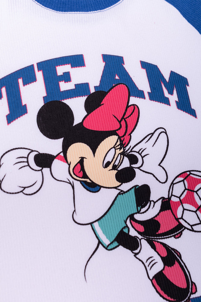 Minnie Mouse Rib Short Sleeve T-Shirt White And Blue