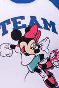 Minnie Mouse Rib Short Sleeve T-Shirt White And Blue (1)