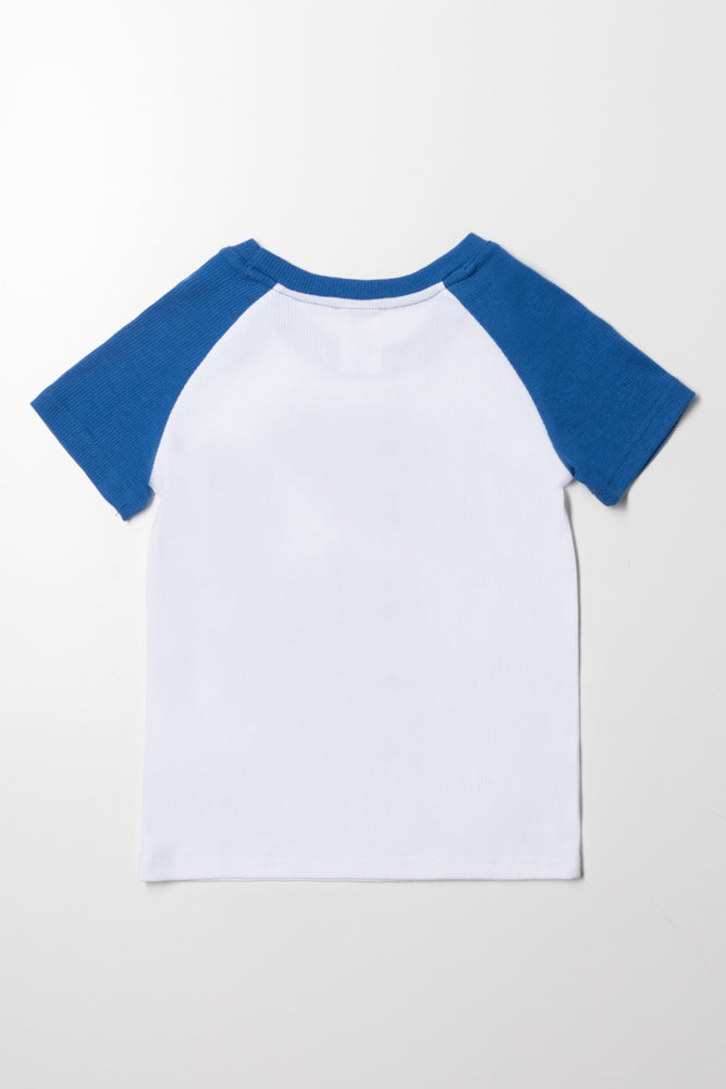 Minnie Mouse Rib Short Sleeve T-Shirt White And Blue (2)