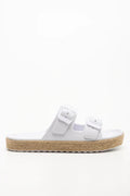 Double Buckle Sandals White (1)