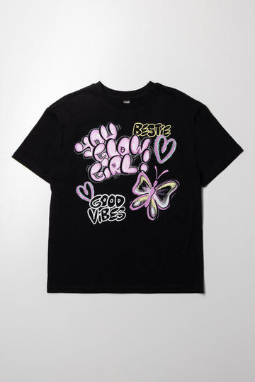 Graffitti Oversized Short Sleeve T-Shirt Black