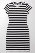 Stripe Short Sleeve Bodycon Dress Black