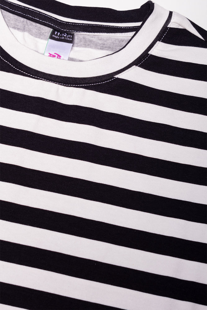 Stripe Short Sleeve Bodycon Dress Black
