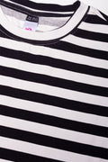 Stripe Short Sleeve Bodycon Dress Black (1)