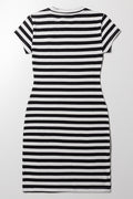 Stripe Short Sleeve Bodycon Dress Black (2)