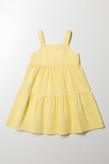 Textured Tiered Dress Yellow