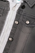 Hooded Knit Combo Denim Jacket Grey (1)