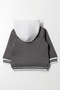 Hooded Knit Combo Denim Jacket Grey (2)