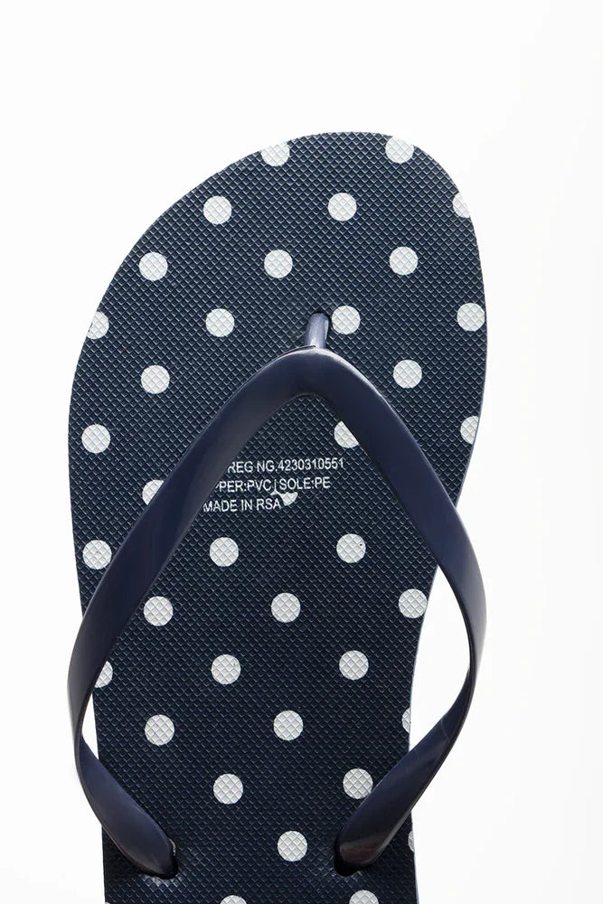 Polka Dot Flip Flops Navy (4)