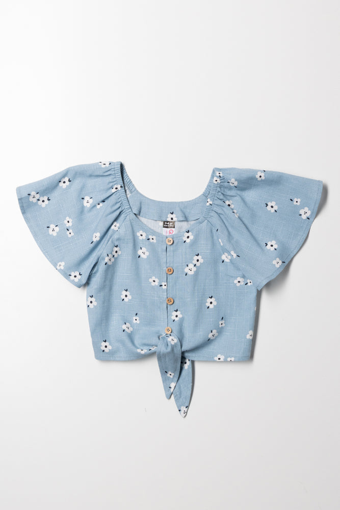 Front Tie Top Blue