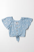 Front Tie Top Blue