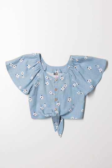Front Tie Top Blue