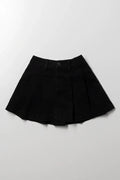 Pleated Denim Skirt Black