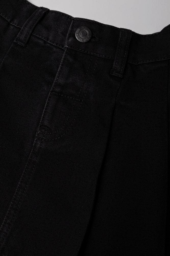 Pleated Denim Skirt Black (1)