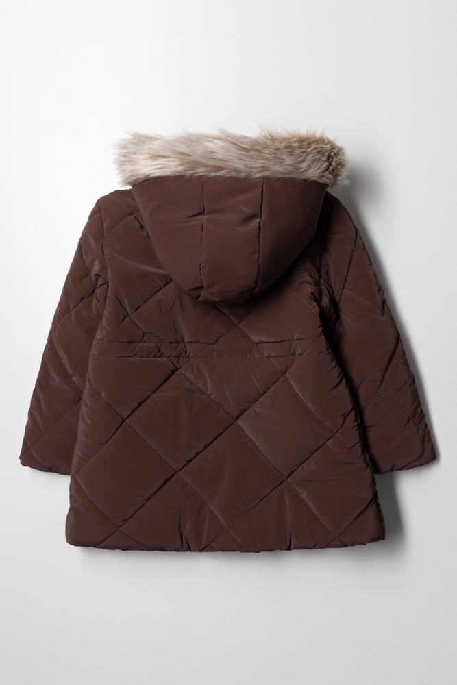 Hooded Puffer Jacket Brown (3)