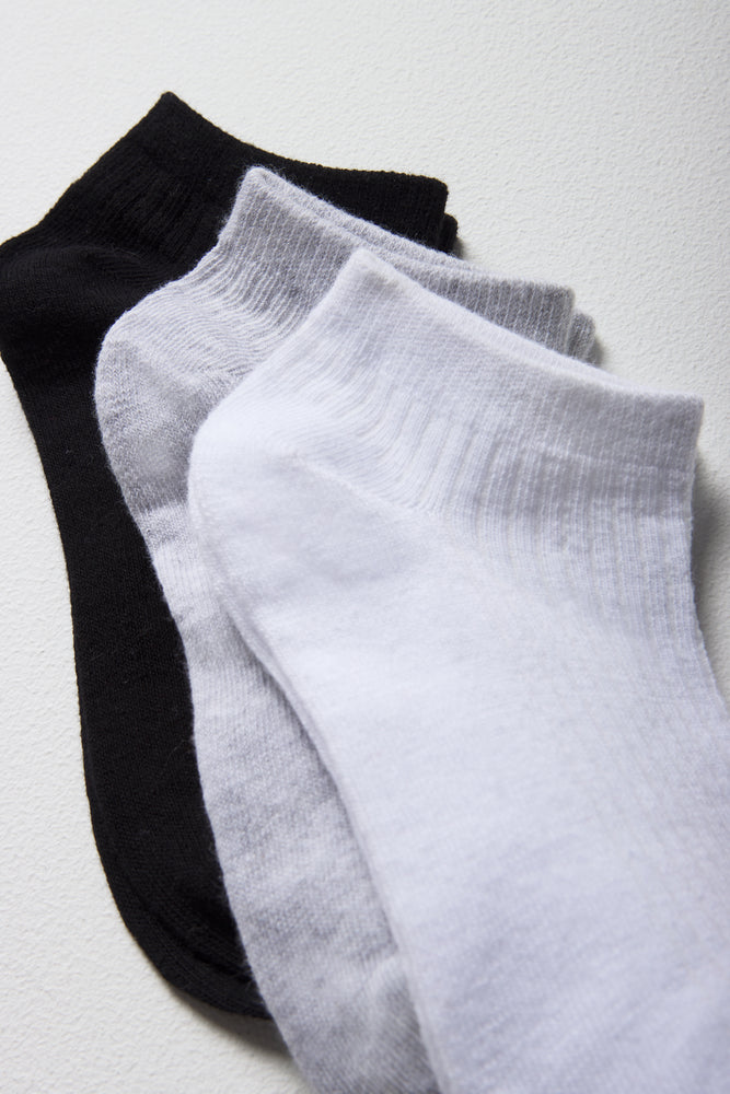 3 Pack Lowleg Socks White, Grey And Black (1)