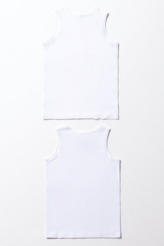 2 Pack Sleeveless Vests White (2)