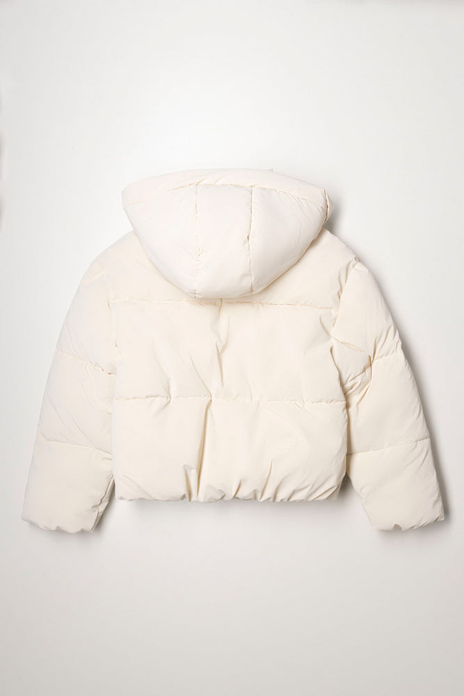 Hooded Puffer Jacket Cream (2)