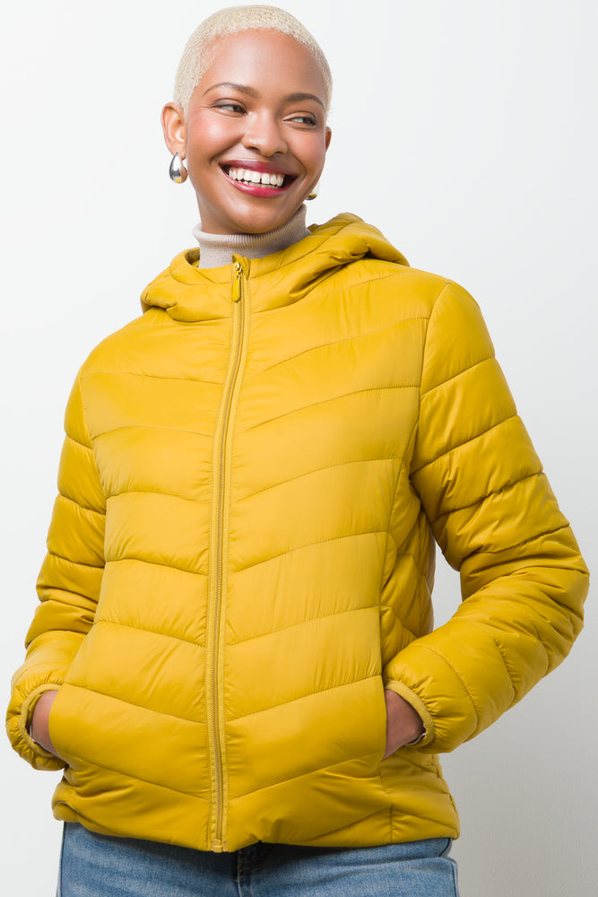 Hooded Puffer Jacket Yellow