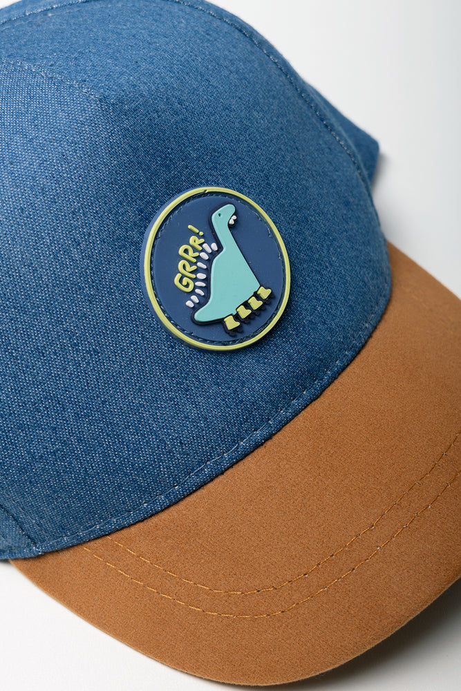 Dinosaur Badge Denim Peak Cap Blue