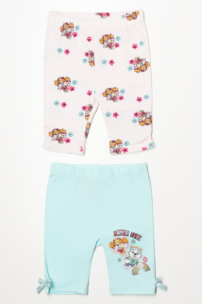 Paw Patrol 2 Pack Cropped Leggings White And Blue