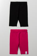 2 Pack Cropped Leggings Pink And Black