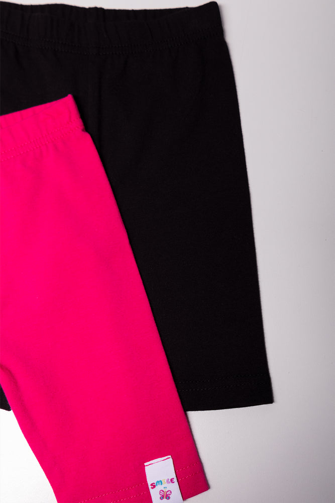 2 Pack Cropped Leggings Pink And Black (1)