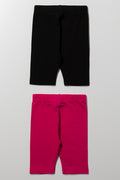 2 Pack Cropped Leggings Pink And Black (2)