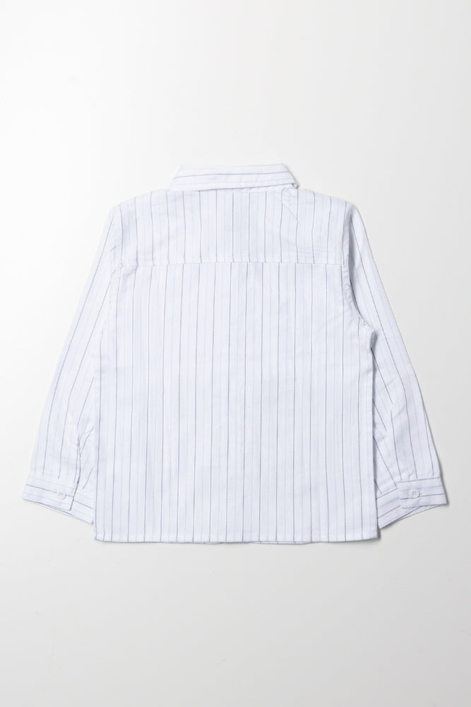 Long Sleeve Stripe Shirt White And Blue (2)