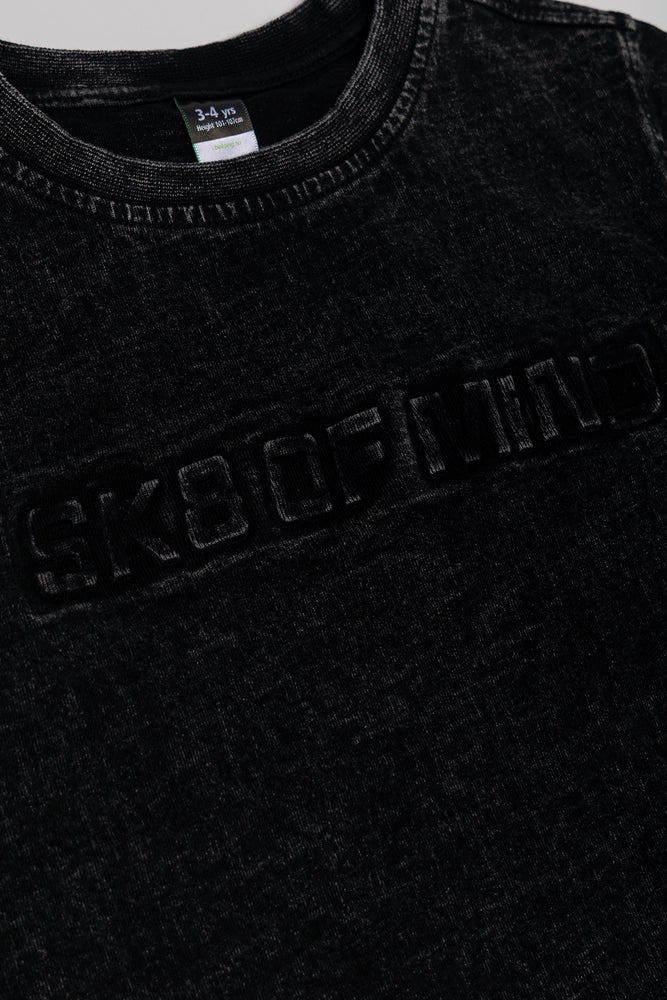 Short Sleeve Denim Wash T-Shirt Black