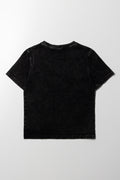 Short Sleeve Denim Wash T-Shirt Black (3)