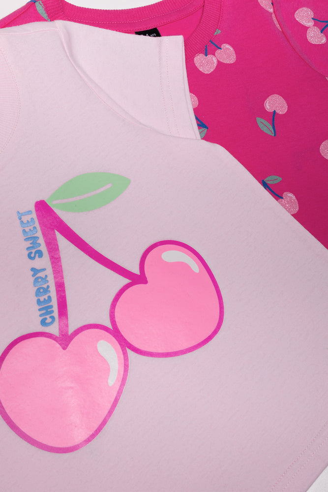 2 Pack Cherry T-Shirt Pink