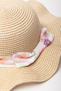 Flower Wide Brim Straw Hat Natural (1)