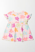 Frill Sleeve Knit Dress Light Pink