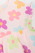 Frill Sleeve Knit Dress Light Pink (1)