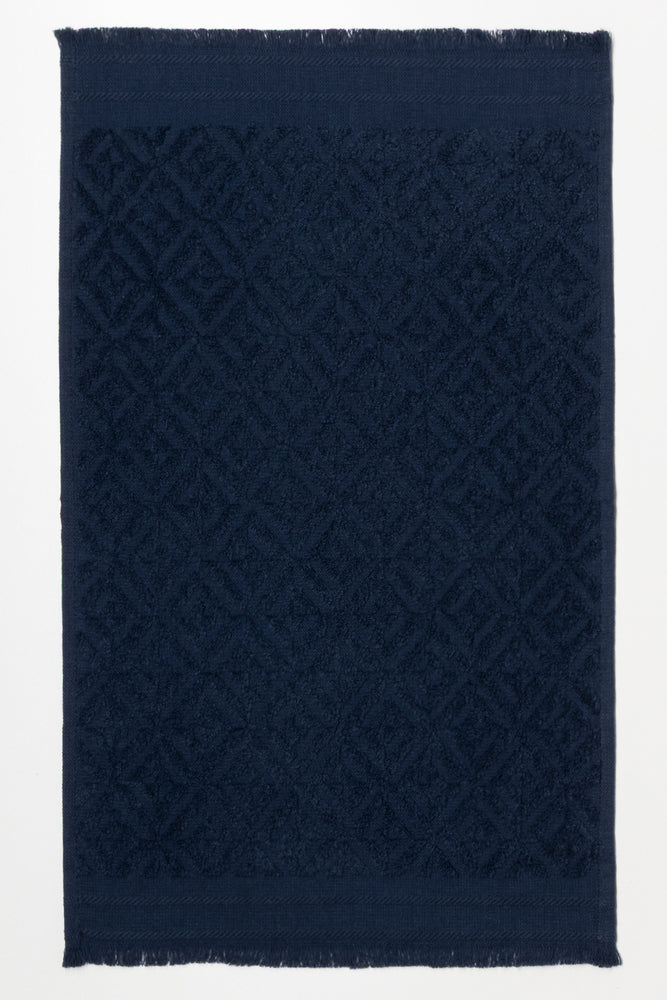 Textured Fringed Guest Towel Navy