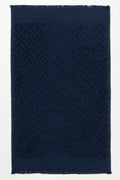 Textured Fringed Guest Towel Navy
