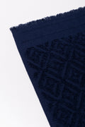 Textured Fringed Guest Towel Navy (1)