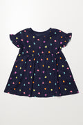 Frill Sleeve Knit Dress Navy