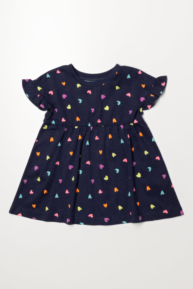 Frill Sleeve Knit Dress Navy